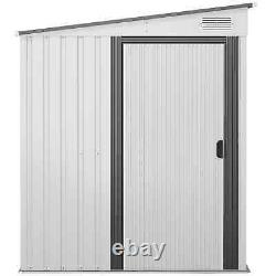 Lean To Garden Shed Foundation Tool Equipment Storage Shelf Sliding Door White