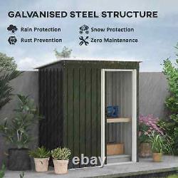 Lean-to Garden Shed Sliding Door Patio Lawn Tools Equipment Storage Steel Black