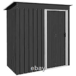 Lean-to Garden Shed Sliding Door Patio Lawn Tools Equipment Storage Steel Black