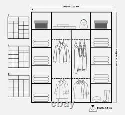 Lisbon Modern Double Sliding Door Wardrobe with Center Mirror 4 Sizes OAK