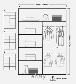 Lisbon Modern Double Sliding Door Wardrobe with Center Mirror 4 Sizes OAK