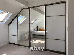 Loft Slope roof alcove angled wardrobe storage, sliding Hinged doors