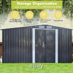 Metal Garden Shed 8X 4FT Large Outdoor Storage Unit Apex Roof with Sliding Door