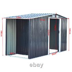 Metal Garden Shed 8X 4FT Large Outdoor Storage Unit Apex Roof with Sliding Door