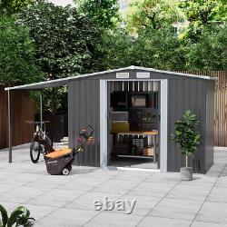 Metal Garden Shed Apex Roof 8 X 4 FT Tool Storage House with Double Sliding Door
