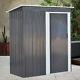 Metal Garden Shed Outdoor Storage Tool Organizer Small House With Sliding Door