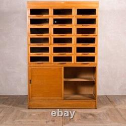 Mid-century Haberdashery Cabinet With Sliding Doors Wooden Storage Cabinet