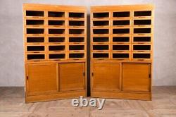 Mid-century Haberdashery Cabinet With Sliding Doors Wooden Storage Cabinet