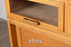 Mid-century Haberdashery Cabinet With Sliding Doors Wooden Storage Cabinet