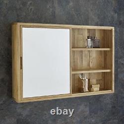 Mirror Bathroom Cabinet Oak Wall Mounted Sliding Door 800mm by 600mm Storage