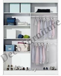 Mirror Sliding Wardrobe Storage Cabinet Hanging Rails Shelves Bedroom Furniture