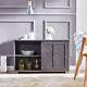 Modern Grey 2 Sliding Doors 2-tier Shelves Sideboard Storage Cabinet Kitchen