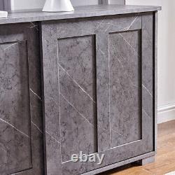 Modern Grey 2 Sliding Doors 2-Tier Shelves Sideboard Storage Cabinet Kitchen