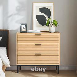 Modern Slatted Wood Grain TV Unit Cabinet Stand Hallway Sideboard Bedside Table