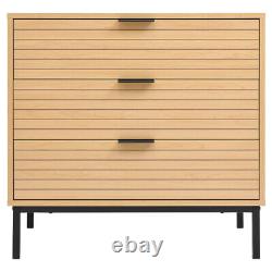 Modern Slatted Wood Grain TV Unit Cabinet Stand Hallway Sideboard Bedside Table