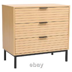 Modern Slatted Wood Grain TV Unit Cabinet Stand Hallway Sideboard Bedside Table