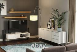 Modern TV Cabinet Stand with Sliding Door Living Room Bedroom White