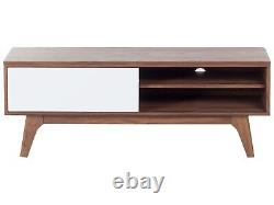 Modern TV Stand Sideboard Dark Wood Frame White Cabinet Shelf Storage Buffalo