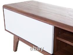 Modern TV Stand Sideboard Dark Wood Frame White Cabinet Shelf Storage Buffalo