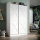 Modern Wardrobe 2 Door Storage Cabinet With Hanging Rail Matte Bedroom Furniture