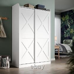 Modern Wardrobe 2 Door Storage Cabinet with Hanging Rail Matte Bedroom Furniture