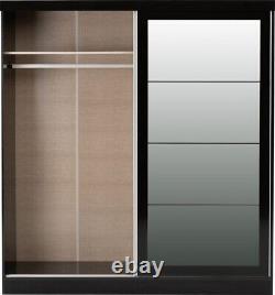 Nevada 2 Door Sliding Wardrobe in Black Gloss Finish Hanging Rail Storage