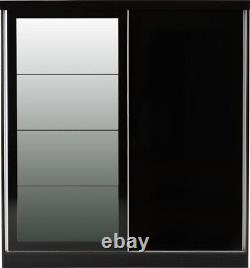 Nevada 2 Door Sliding Wardrobe in Black Gloss Finish Hanging Rail Storage