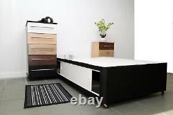 New 3ft Standard Single Divan Bed Base With Sliding Doors Storage in Black