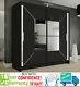 Nicole Modern Double Sliding Door Wardrobe With Led Lighting 4 Sizes Black