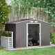 Outsunny 9 X 6ft Galvanised Garden Storage Shed With Sliding Door Grey