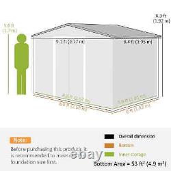 OUTSUNNY 9 x 6FT Galvanised Garden Storage Shed with Sliding Door Grey