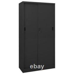 Office Cabinet with Adjustable Shelves Lockable Sliding Doors Storage Cupboard