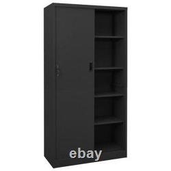 Office Cabinet with Adjustable Shelves Lockable Sliding Doors Storage Cupboard