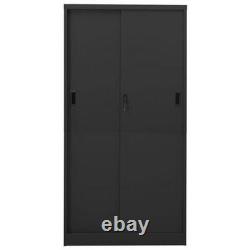 Office Cabinet with Adjustable Shelves Lockable Sliding Doors Storage Cupboard