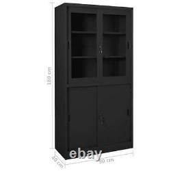 Office Cabinet with Sliding Door Anthracite 90x40x180cm Steel Storage Organiser