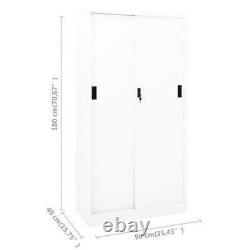Office Filing Cabinet Lockable Sliding Doors Storage Adjustable Shelves White