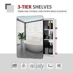 On-Wall Mounted Bathroom Storage Cabinet withSliding Mirror Door Steel Frame