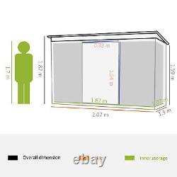 Outdoor Garden Storage Shed Green 6.8x4.3ft Corrugated Steel Sliding Door