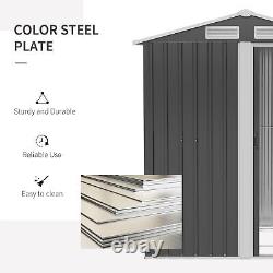 Outdoor Storage Shed Sliding Door Grey Metal Garden Utility Room Bicycle Tool