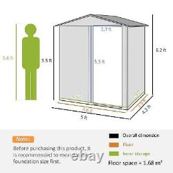 Outsunny 5ft x 4.3ft Outdoor Metal Storage Shed with Sliding Door Sloped Roof