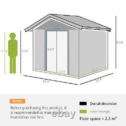 Outsunny 6.5x5.2ft Garden Shed Wood Effect Tool Storage Sliding Door Wood Grain