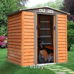 Outsunny 6.5x5.2ft Garden Shed Wood Effect Tool Storage Sliding Door Wood Grain