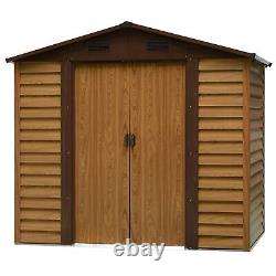 Outsunny 7.7x6.4ft Garden Shed Wood Effect Tool Storage Sliding Door Wood Grain