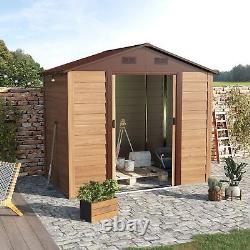 Outsunny 7.7x6.4ft Garden Shed Wood Effect Tool Storage Sliding Door Wood Grain