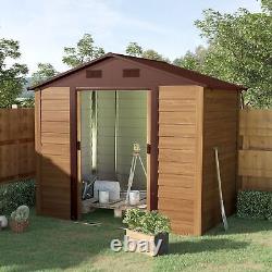 Outsunny 7.7x6.4ft Garden Shed Wood Effect Tool Storage Sliding Door Wood Grain