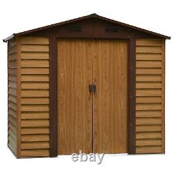 Outsunny 7.7x6.4ft Garden Shed Wood Effect Tool Storage Sliding Door Wood Grain