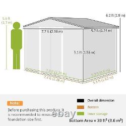 Outsunny 8 x 6ft Garden Storage Shed with Double Sliding Door Outdoor Green