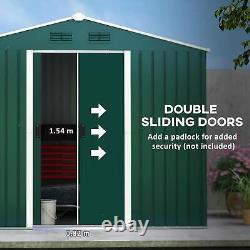 Outsunny 8 x 6ft Garden Storage Shed with Double Sliding Door Outdoor Green