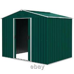 Outsunny 8 x 6ft Garden Storage Shed with Double Sliding Door Outdoor Green