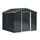 Outsunny 8 X 6ft Garden Storage Shed With Double Sliding Door Outdoor Grey